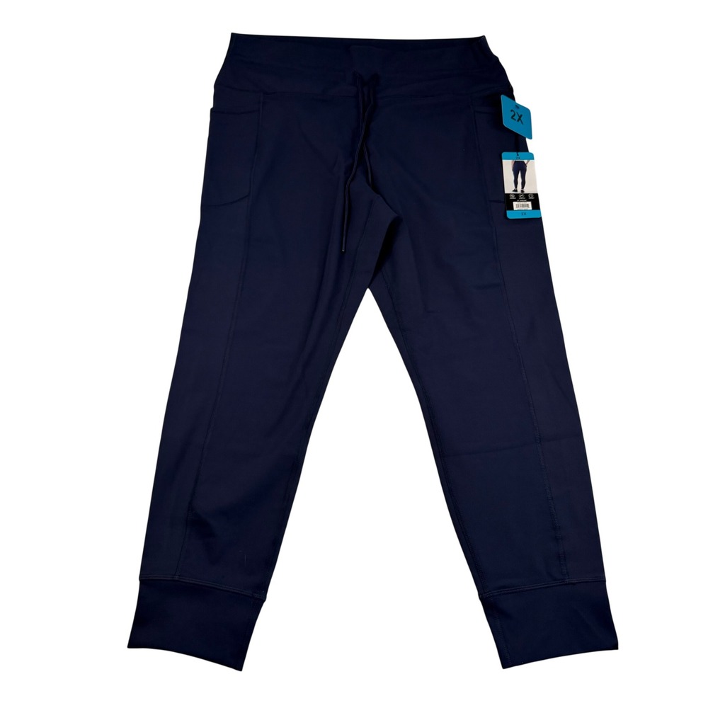 Spyder Active Womens 2X Navy Blue High Rise Drawstring Pocket Leggings NWT
